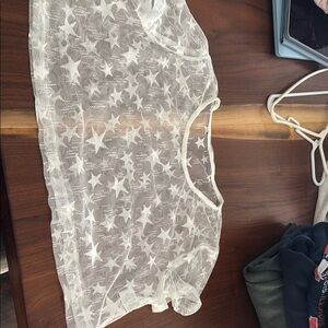 White Star Pattern Sheer Top
